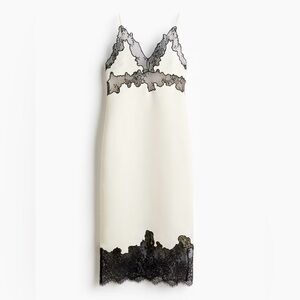 H&M LACE-TRIMMED SLIP CREAM AND BLACK DRESS
